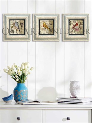 OSCAR STONE DECOR 3'lü ÇERÇEVELİ DOĞALTAŞ DUVAR DEKORU / 3CDD-10-001 (WALL DECOR)