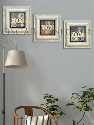 OSCAR STONE DECOR 3'lü ÇERÇEVELİ DOĞALTAŞ DUVAR DEKORU / 3CDD-10-001 (WALL DECOR)