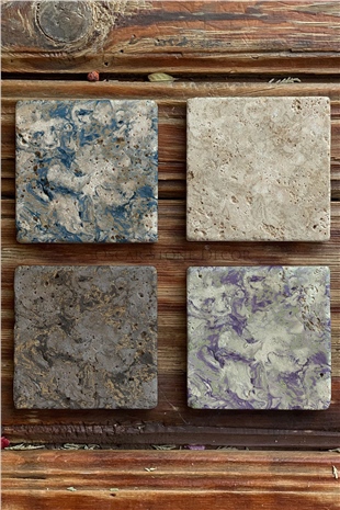Oscar Stone Decor Baskılı Doğaltaş Bardak Altlığı 4'lü Set Desen Tile