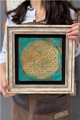 Oscar Stone Decor Çerçeveli Tablo Taş Duvar Dekoru 30 X 30 Cm Yaşam Çiçeği