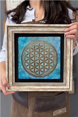 Oscar Stone Decor Çerçeveli Tablo Taş Duvar Dekoru 30 X 30 Cm Yaşam Çiçeği
