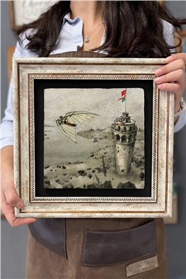 Oscar Stone Decor Çerçeveli Tablo Taş Duvar Dekoru 30 x 30 cm Hazerfen İstanbul Galata