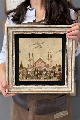 Oscar Stone Decor Çerçeveli Tablo Taş Duvar Dekoru 30 x 30 cm Selimiye Camii