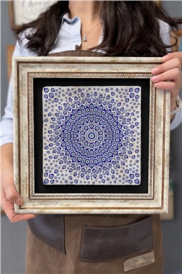 Oscar Stone Decor Çerçeveli Tablo Taş Duvar Dekoru 30 X 30 Cm Nazar Boncukları