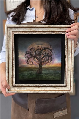 Oscar Stone Decor Çerçeveli Tablo Taş Duvar Dekoru 30 X 30 Cm Hayat Ağacı Özel Tasarım