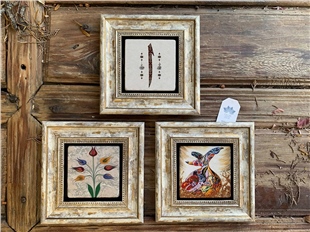 Oscar Stone Decor Çerçeveli Taş Duvar  Dekoru 20 x 20 cm 3 lü Semazen Elif Ebruli çiçek