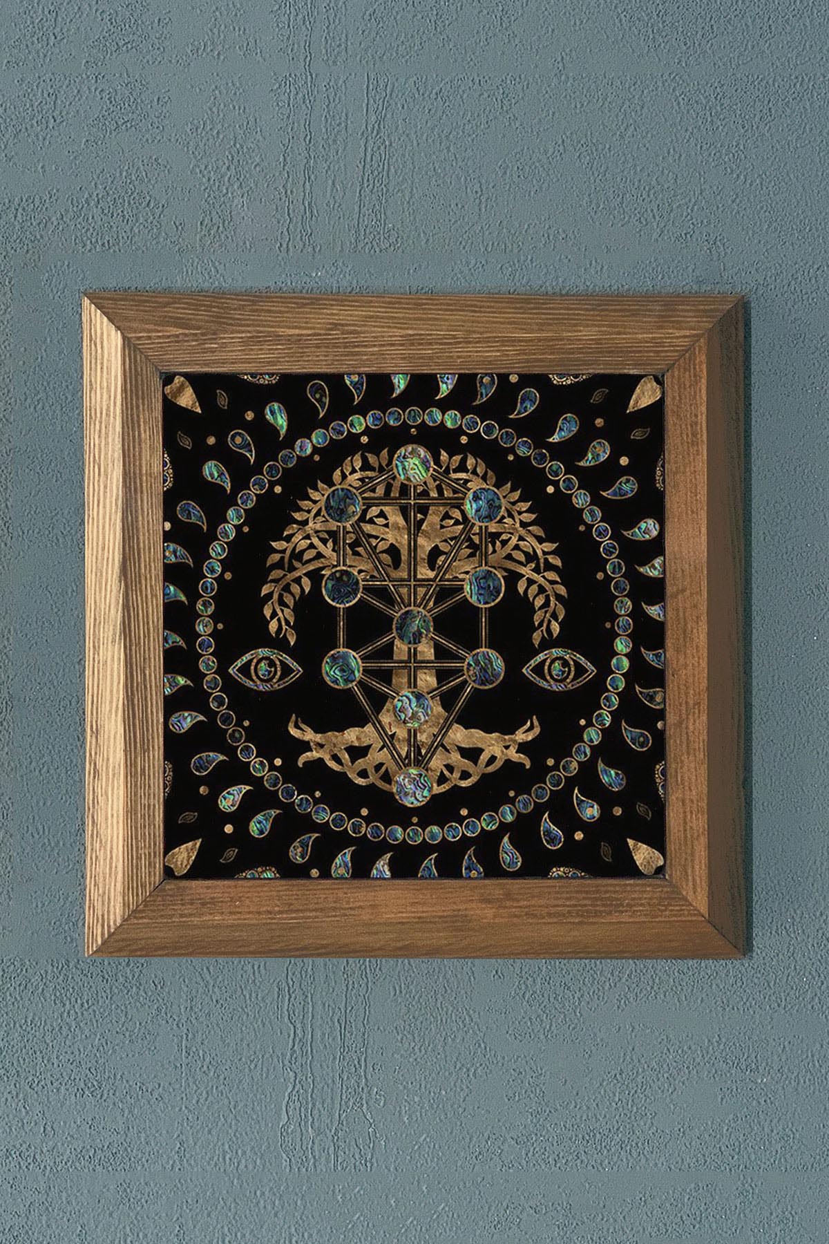 AHŞAP Çerçeveli Taş Tablo-Wall Decor- Oscar Stone Decor 28X28 CM