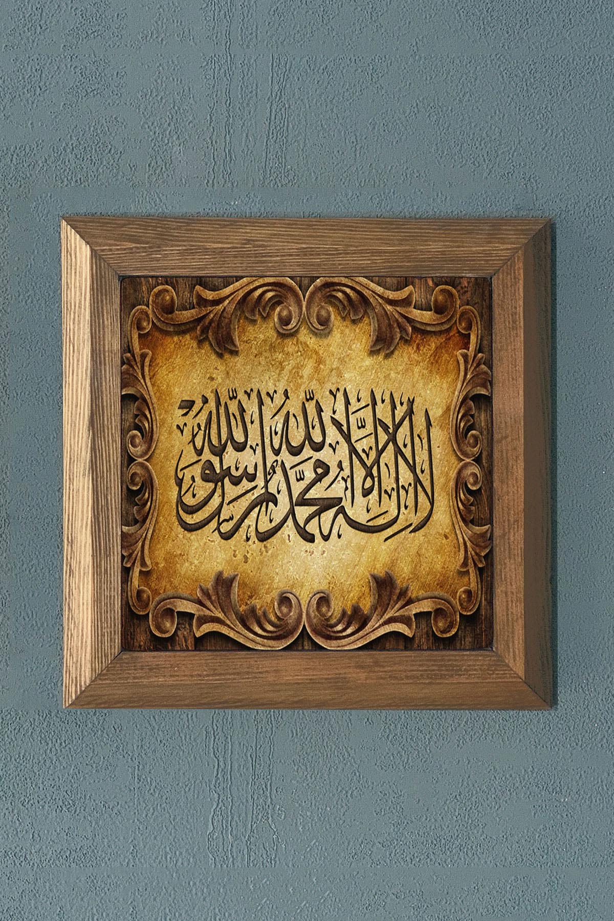 AHŞAP Çerçeveli Taş Tablo-Wall Decor- Oscar Stone Decor 28X28 CM