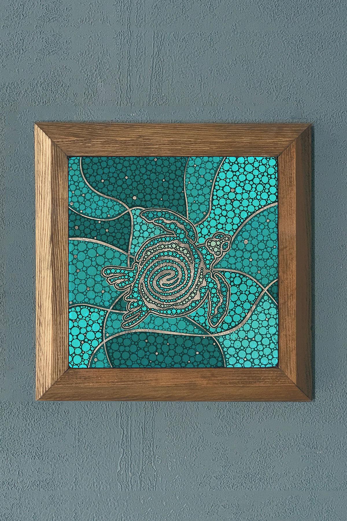 AHŞAP Çerçeveli Taş Tablo-Wall Decor- Oscar Stone Decor 28X28 CM