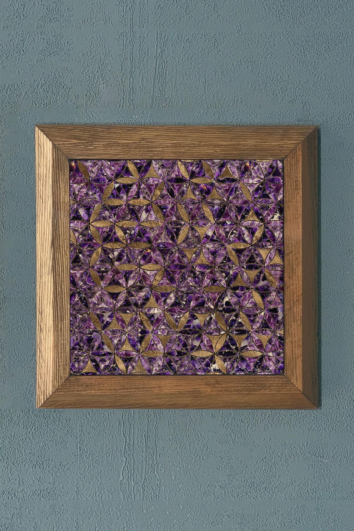 AHŞAP Çerçeveli Taş Tablo-Wall Decor- Oscar Stone Decor 28X28 CM