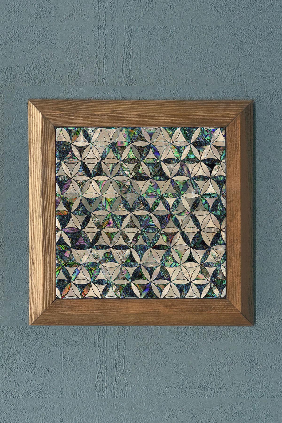 AHŞAP Çerçeveli Taş Tablo-Wall Decor- Oscar Stone Decor 28X28 CM