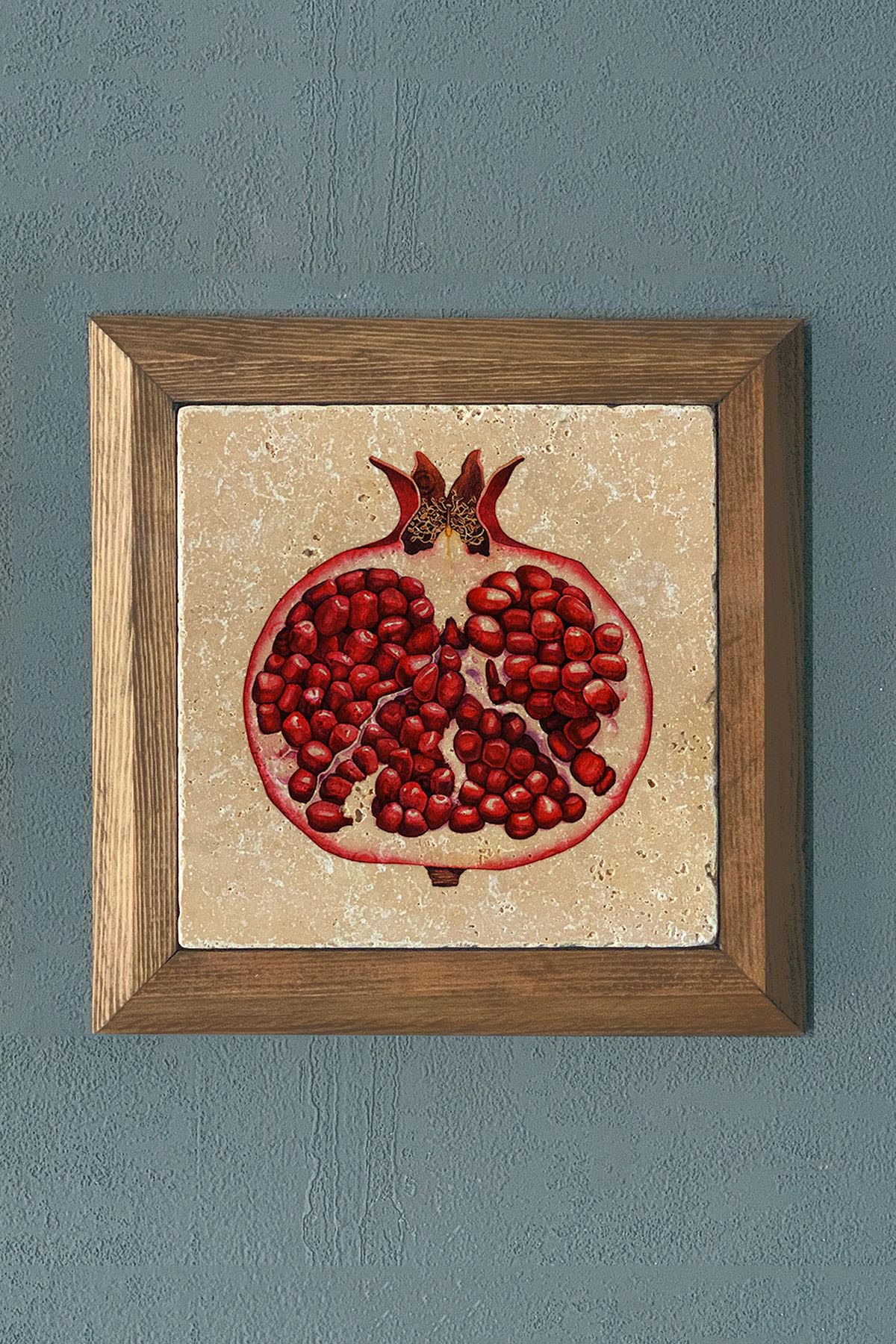 BEREKET NARI-Masif Çerçeveli Taş Tablo-Wall Decor- Oscar Stone Decor 28X28 CM