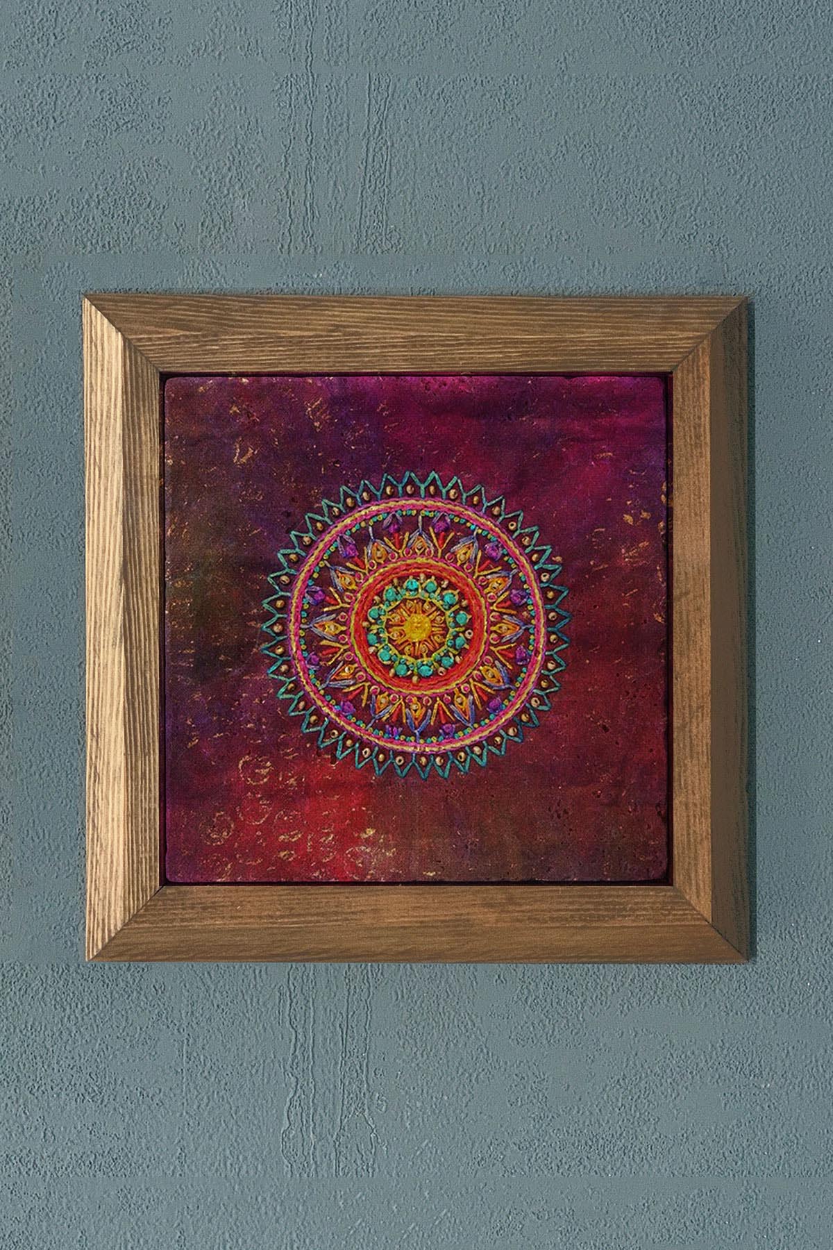 ÇİNİ DESEN-Masif Çerçeveli Taş Tablo-Wall Decor- Oscar Stone Decor 28X28 CM