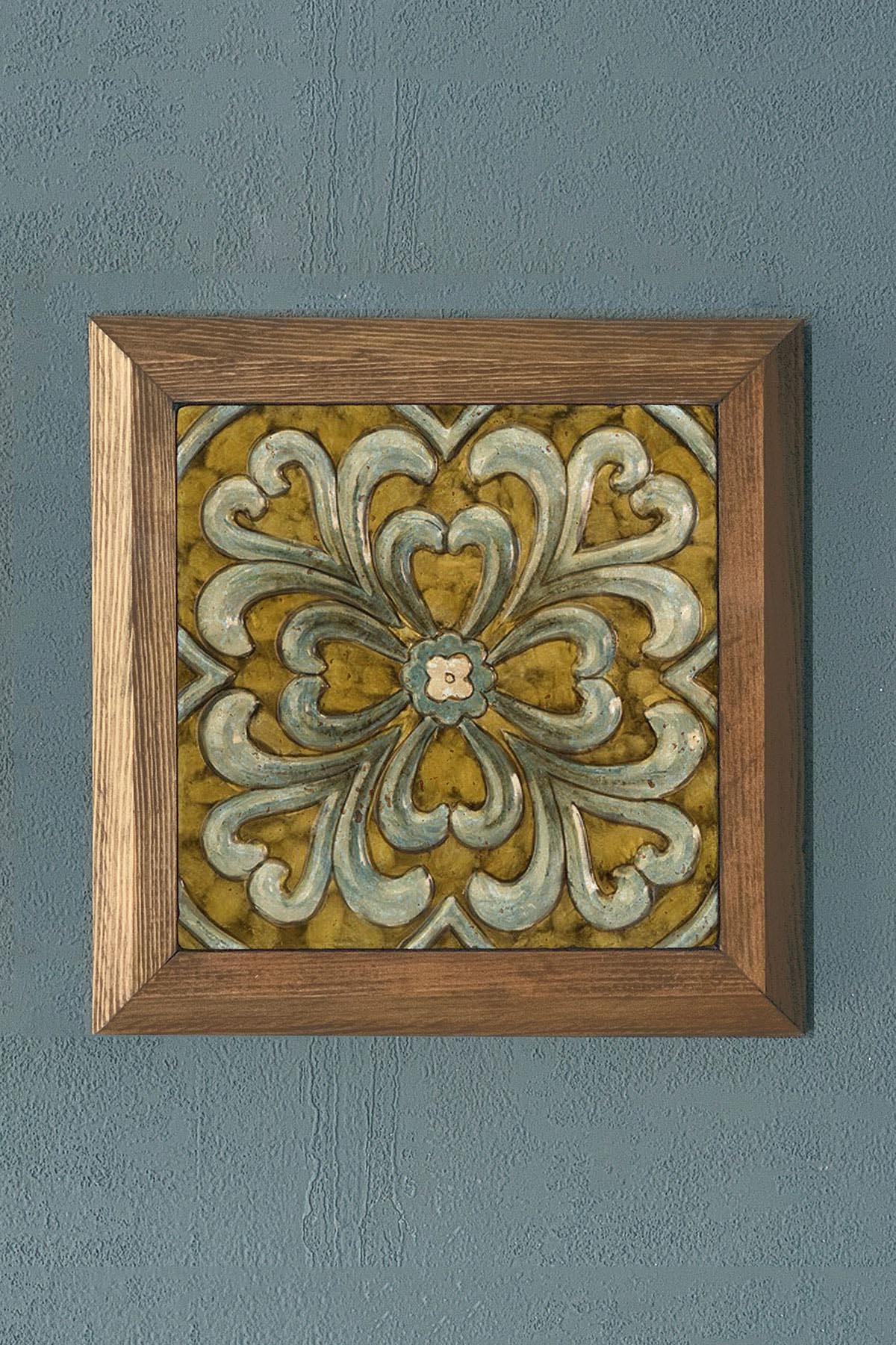 DESEN Masif Çerçeveli Taş Tablo-Wall Decor- Oscar Stone Decor 28X28 CM