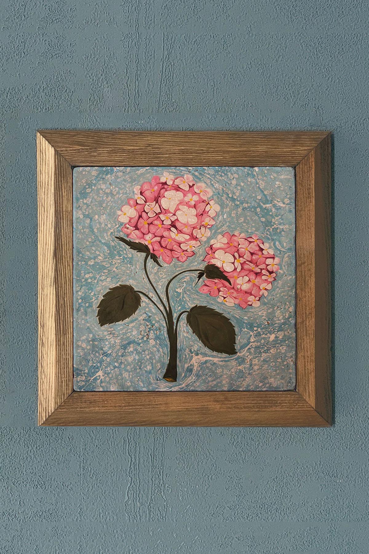 EBRULİ DESEN-Masif Çerçeveli Taş Tablo-Wall Decor- Oscar Stone Decor 28X28 CM
