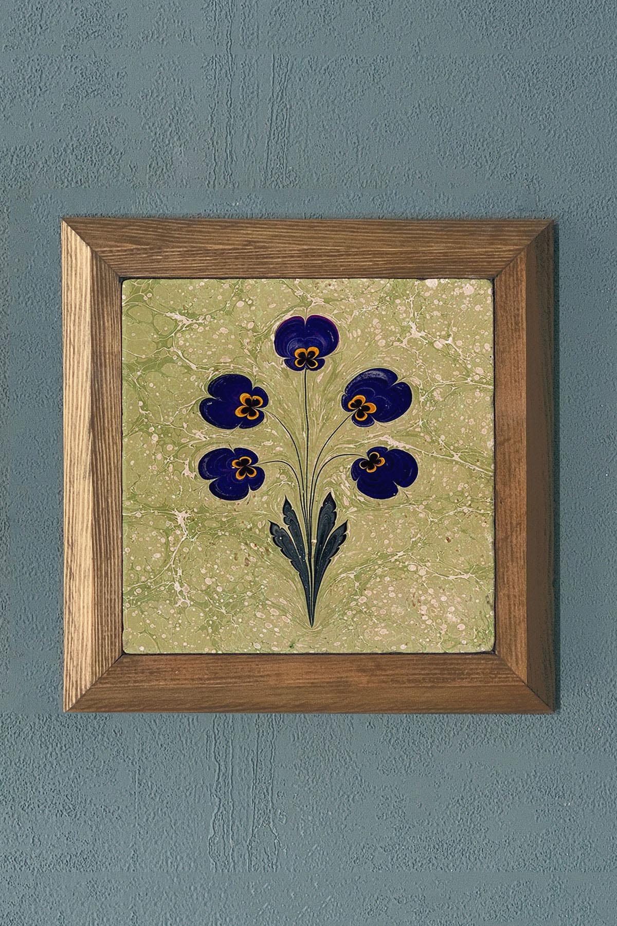 EBRULİ DESEN-Masif Çerçeveli Taş Tablo-Wall Decor- Oscar Stone Decor 28X28 CM