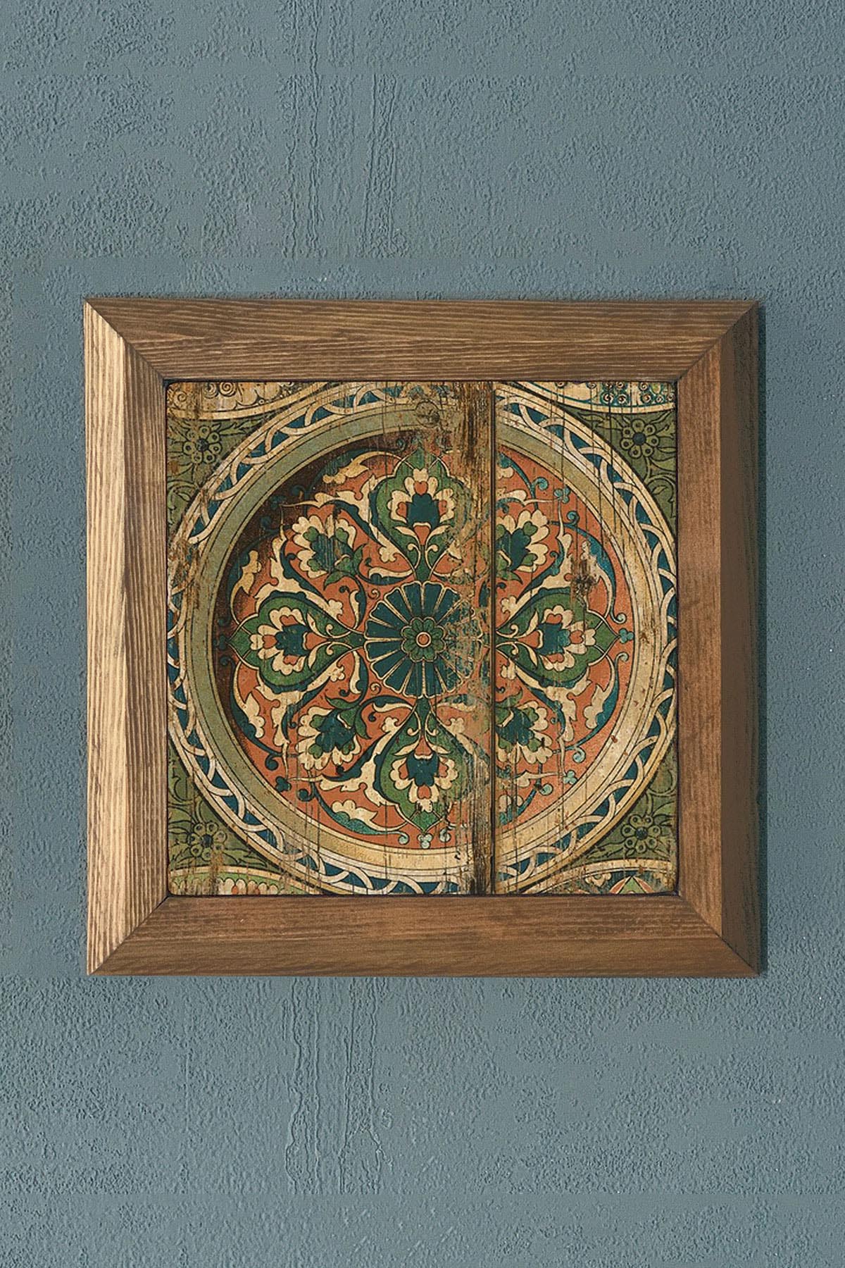 ESKİTME DESEN Masif Çerçeveli Taş Tablo-Wall Decor- Oscar Stone Decor 28X28 CM