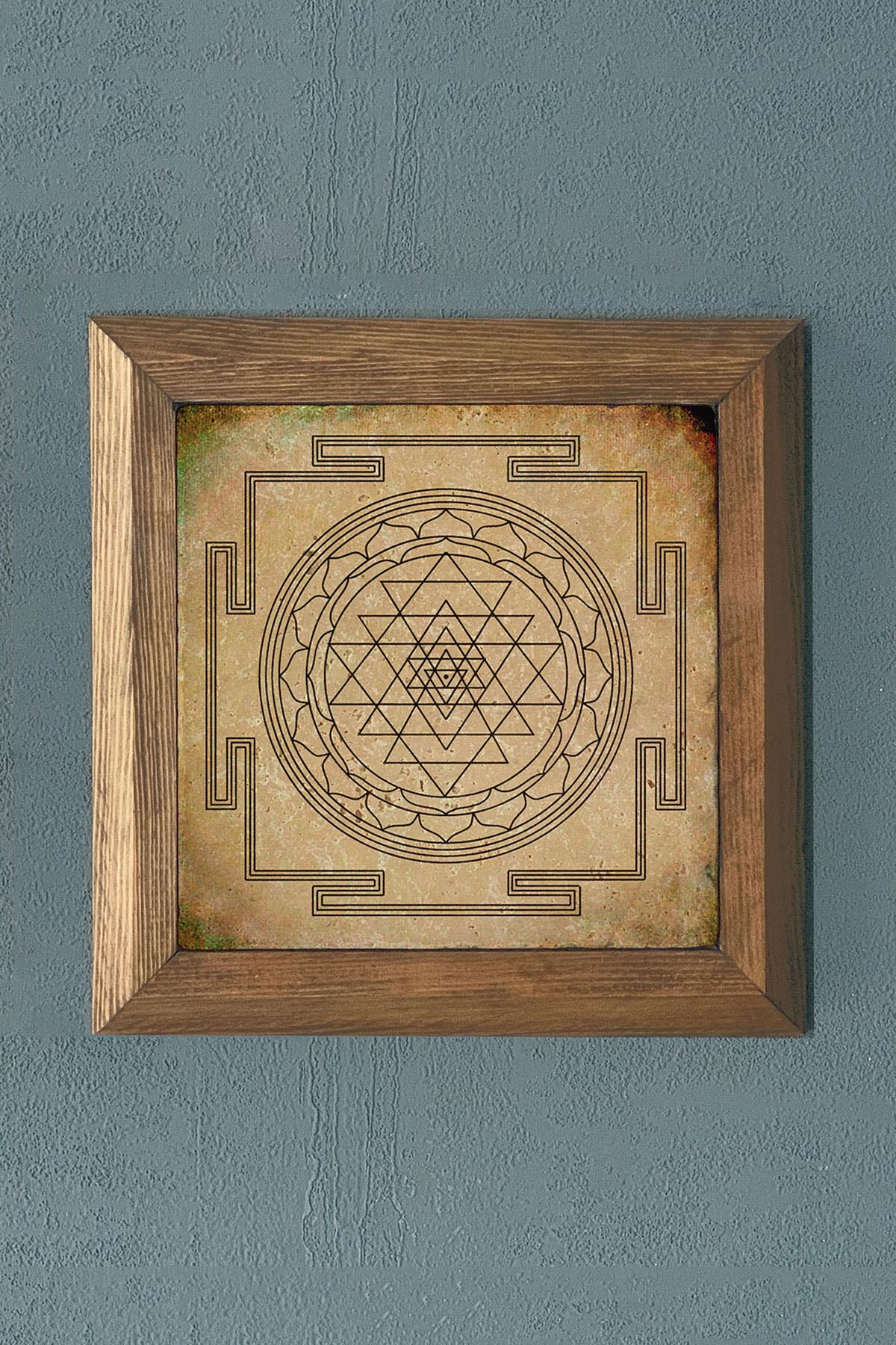 Evrenin Soyut Formunu Anlatan Mistik Diyagram: Sri Yantra TAŞ TABLO-28X28 CM