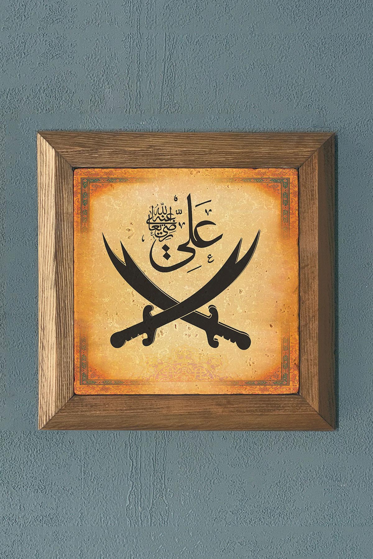 HZ ALİ-AHŞAP Çerçeveli Taş Tablo-Wall Decor- Oscar Stone Decor 28X28 CM