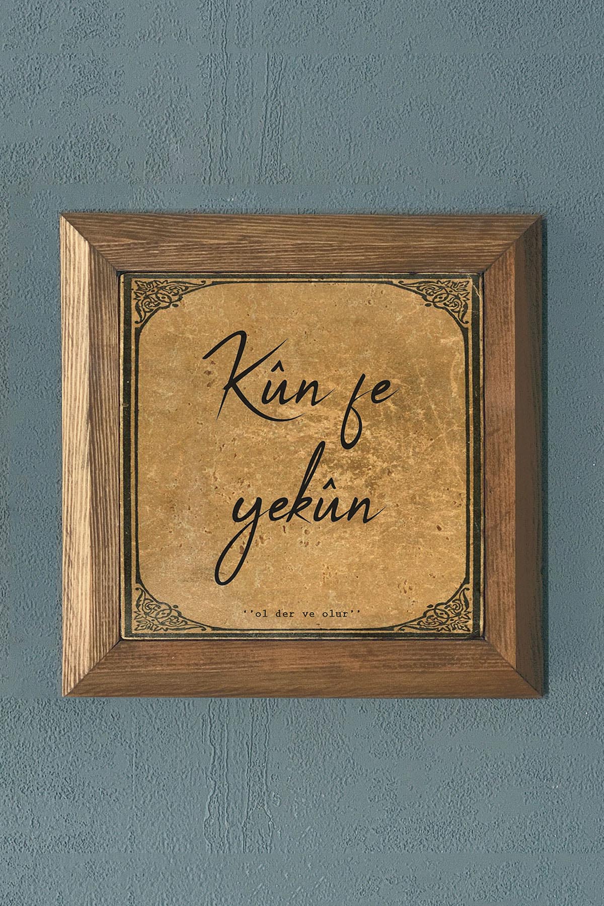 KÜN FEYEKUN-AHŞAP Çerçeveli Taş Tablo-Wall Decor- Oscar Stone Decor 28X28 CM