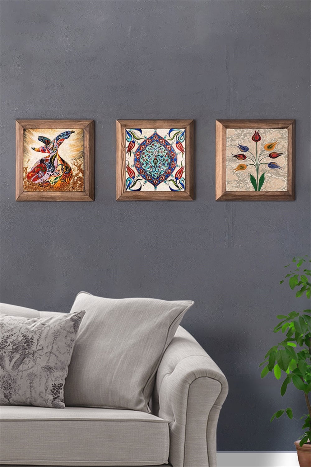MASİF ÇERÇEVELİ 3'LÜ DOĞALTAŞ TABLO PANO OSCAR STONE DECOR / 3PRMT-40-0218