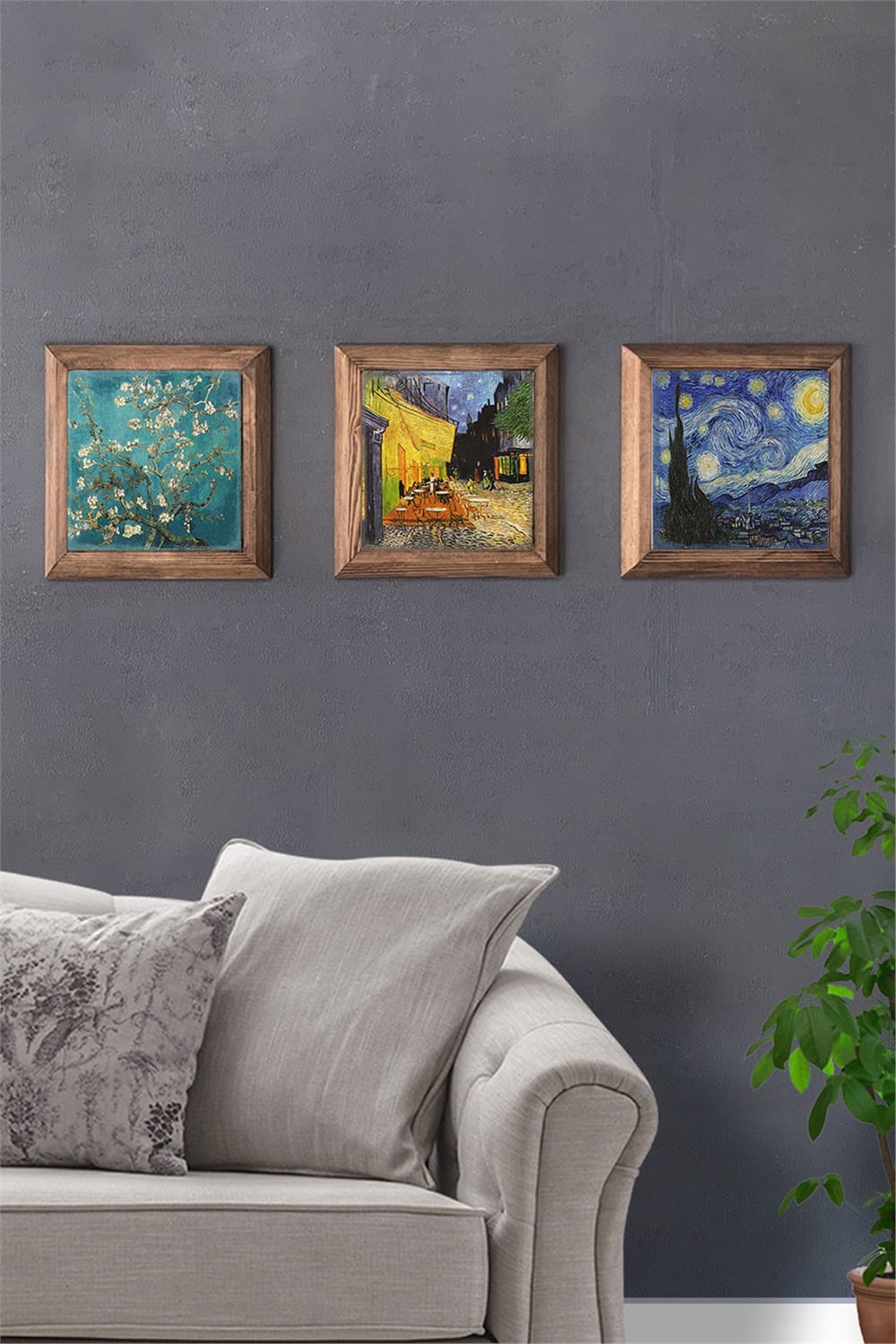 MASİF ÇERÇEVELİ 3'LÜ DOĞALTAŞ TABLO PANO OSCAR STONE DECOR / 3PRMT-40-0418