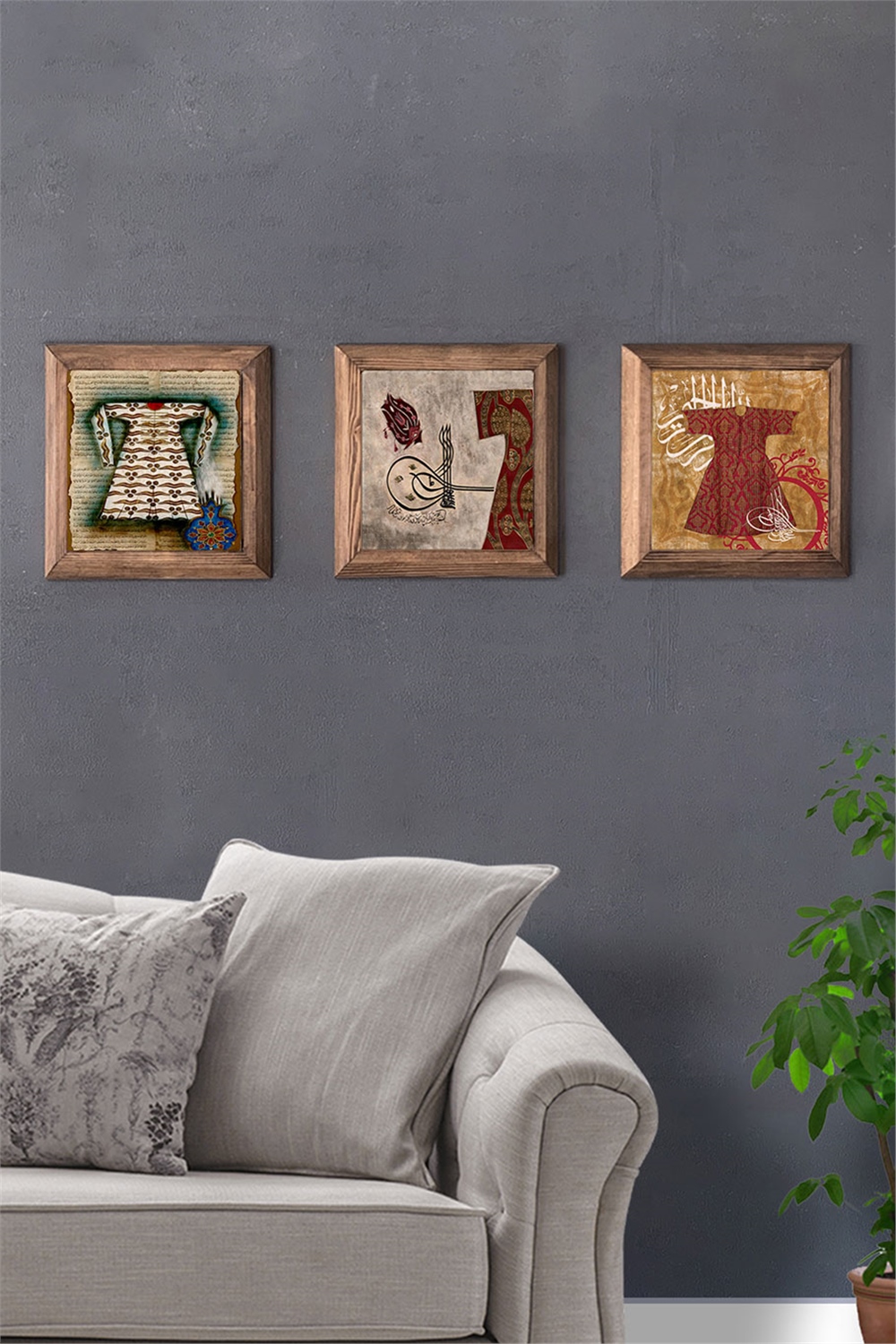 MASİF ÇERÇEVELİ 3'LÜ DOĞALTAŞ TABLO PANO OSCAR STONE DECOR / 3PRMT-40-0060