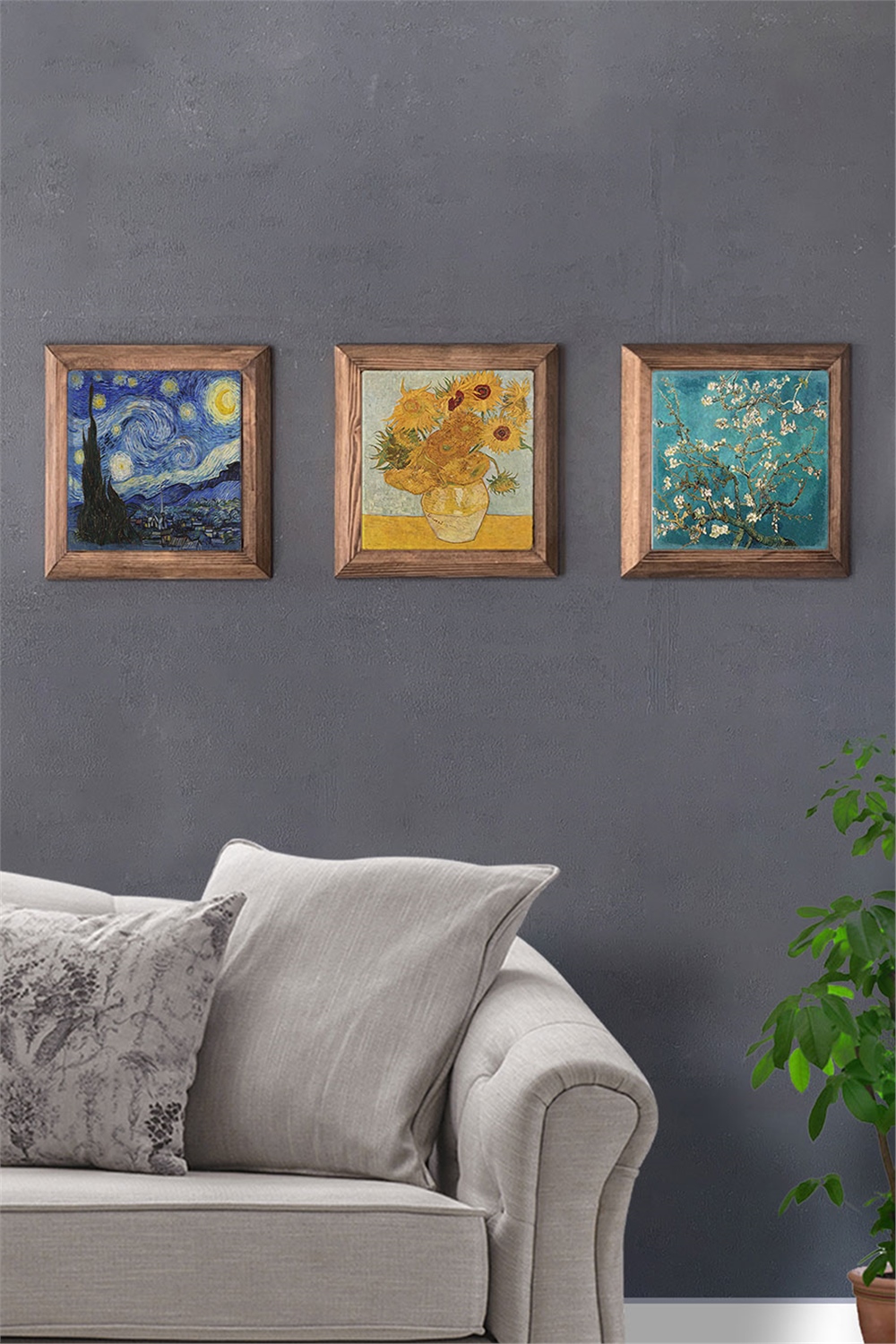 MASİF ÇERÇEVELİ 3'LÜ DOĞALTAŞ TABLO PANO OSCAR STONE DECOR / 3PRMT-40-0413