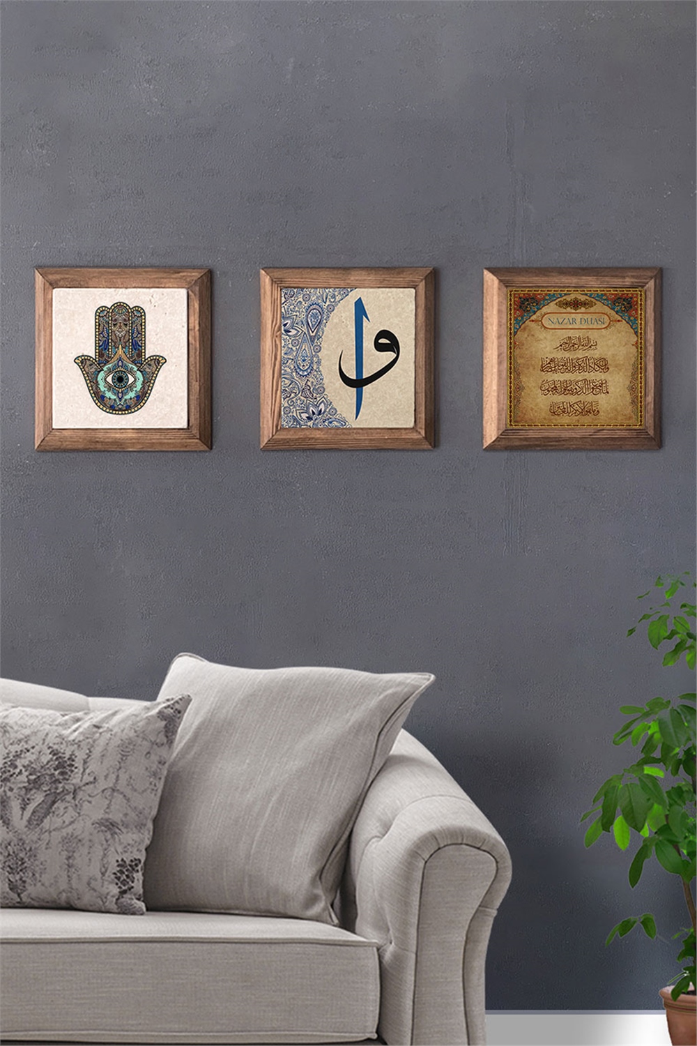 MASİF ÇERÇEVELİ 3'LÜ DOĞALTAŞ TABLO PANO OSCAR STONE DECOR / 3PRMT-40-0200