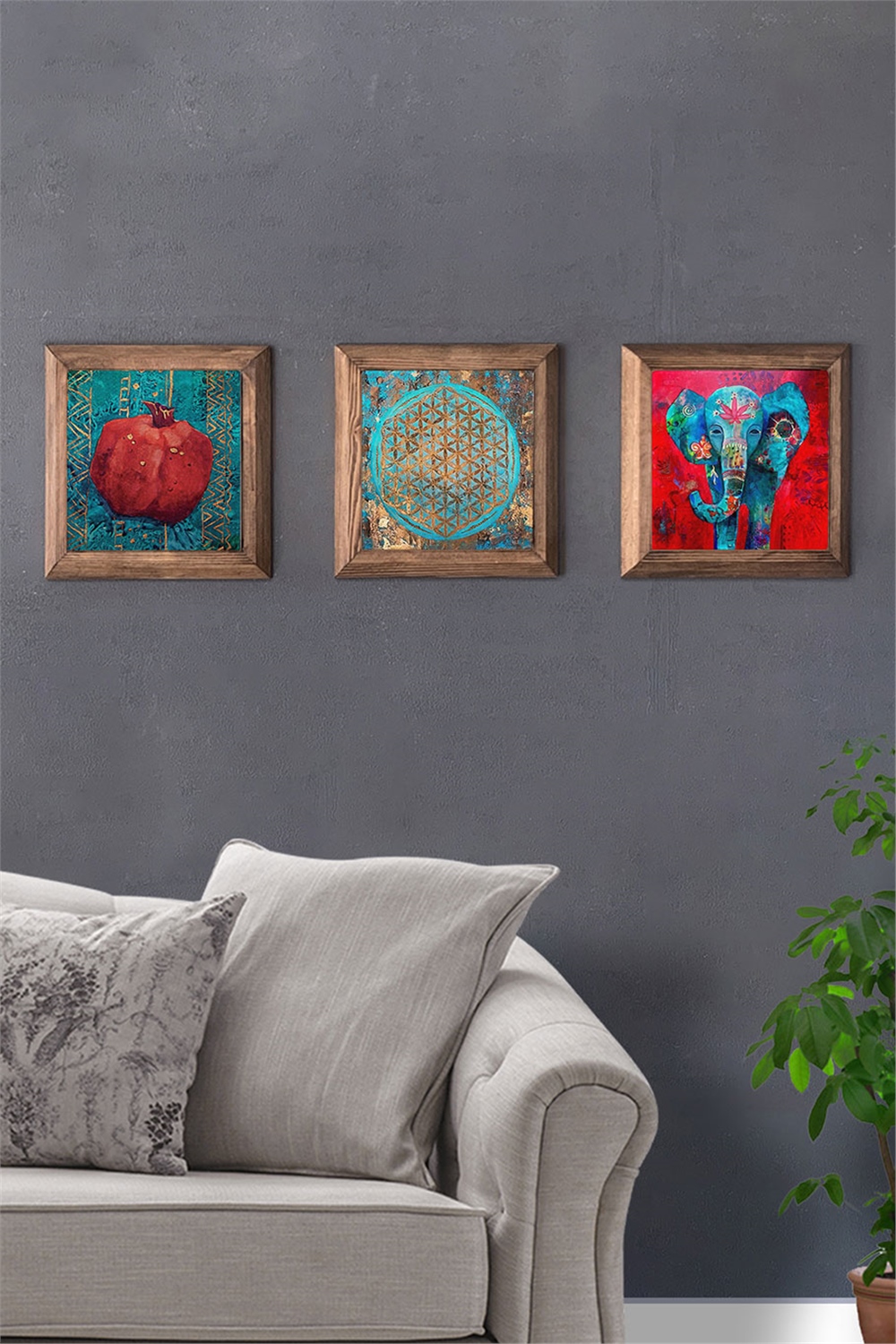 MASİF ÇERÇEVELİ 3'LÜ DOĞALTAŞ TABLO PANO OSCAR STONE DECOR / 3PRMT-40-0370