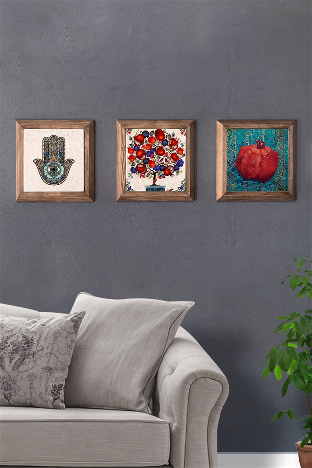 MASİF ÇERÇEVELİ 3'LÜ DOĞALTAŞ TABLO PANO OSCAR STONE DECOR / 3PRMT-40-0124
