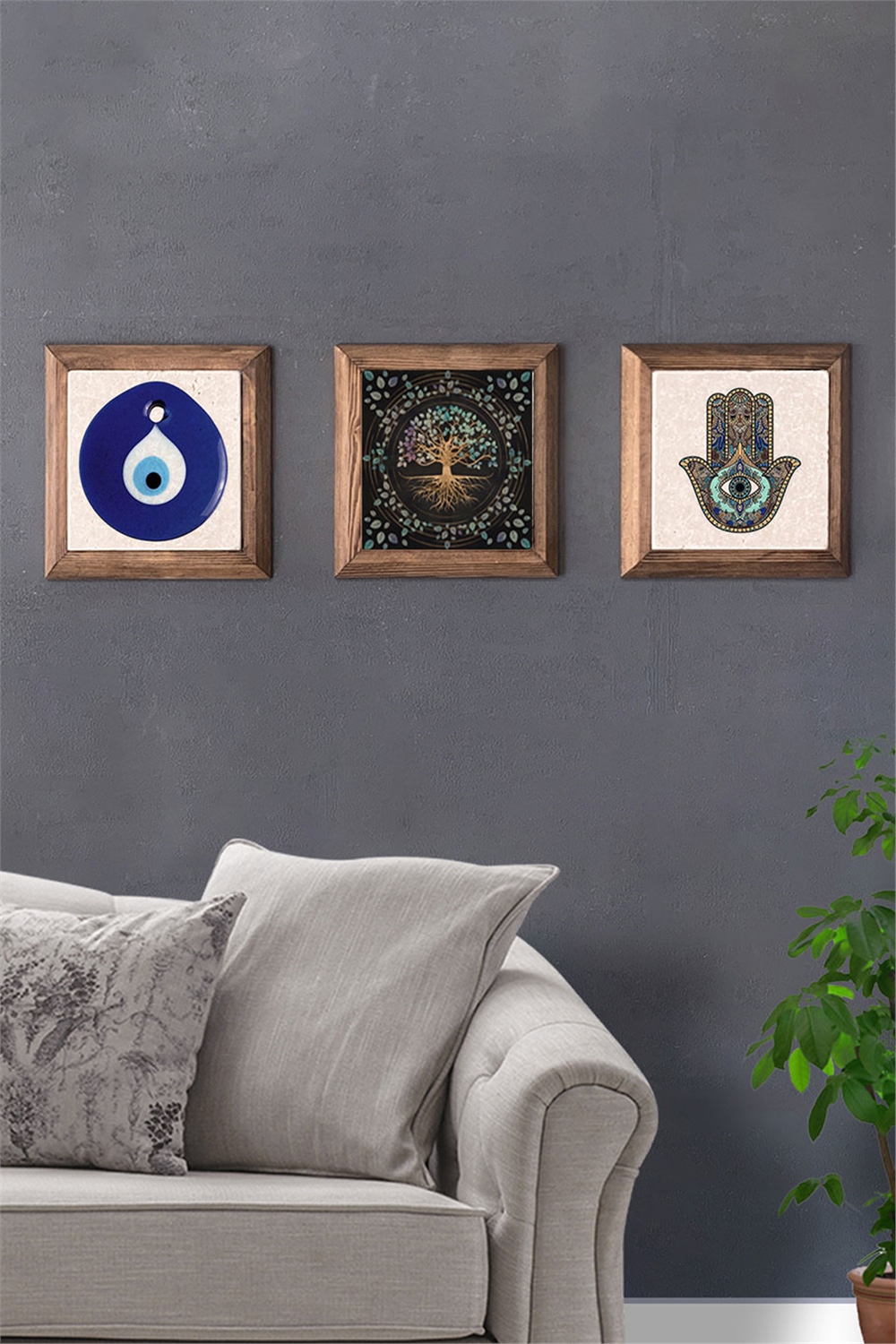 MASİF ÇERÇEVELİ 3'LÜ DOĞALTAŞ TABLO PANO OSCAR STONE DECOR / 3PRMT-40-0250