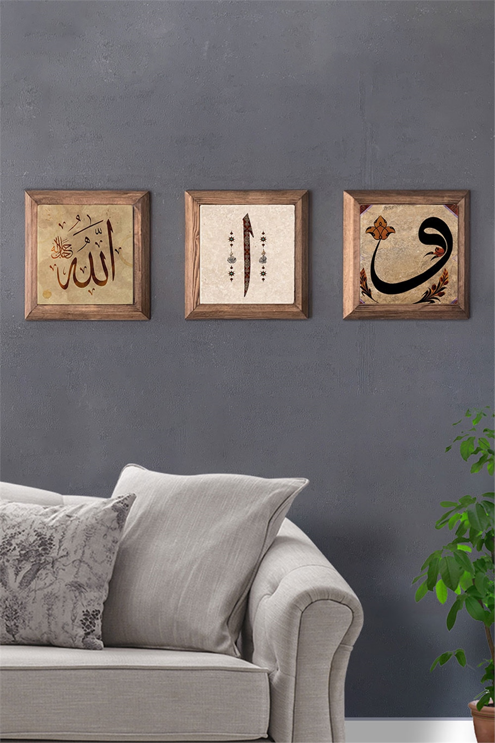 MASİF ÇERÇEVELİ 3'LÜ DOĞALTAŞ TABLO PANO OSCAR STONE DECOR / 3PRMT-40-0032