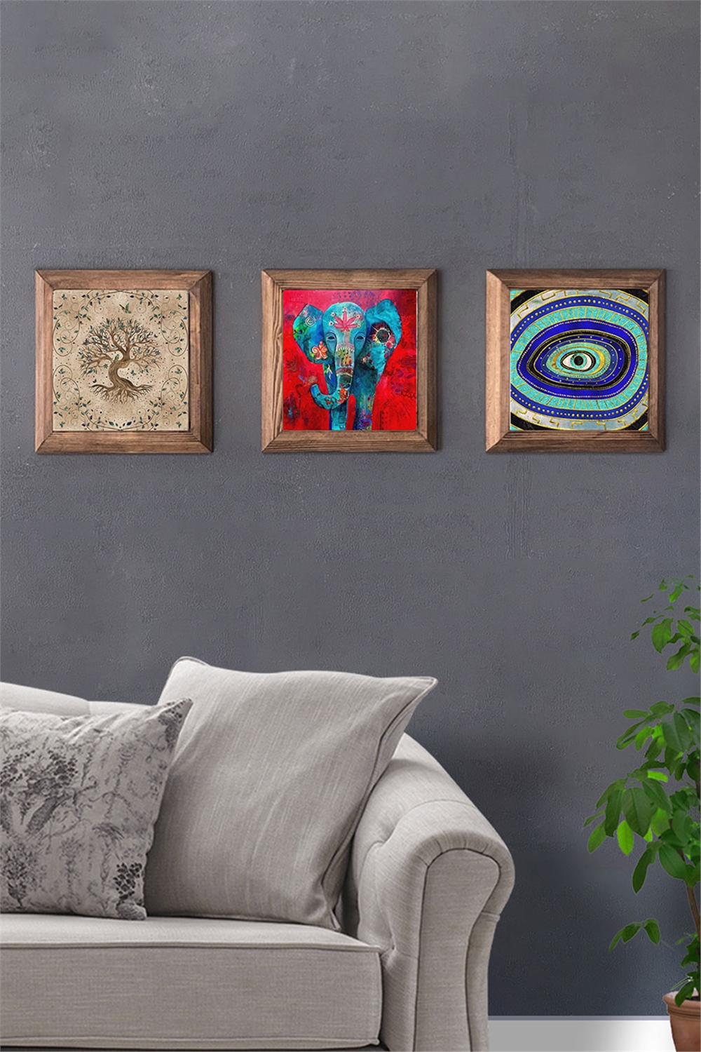 MASİF ÇERÇEVELİ 3'LÜ DOĞALTAŞ TABLO PANO OSCAR STONE DECOR / 3PRMT-40-0359