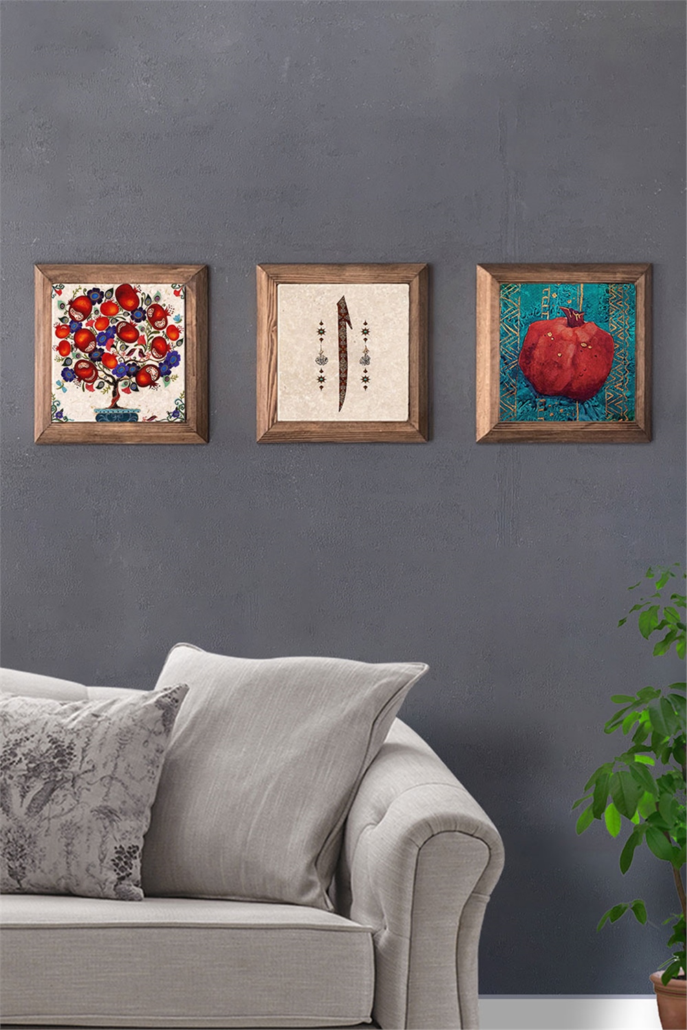 MASİF ÇERÇEVELİ 3'LÜ DOĞALTAŞ TABLO PANO OSCAR STONE DECOR / 3PRMT-40-0375