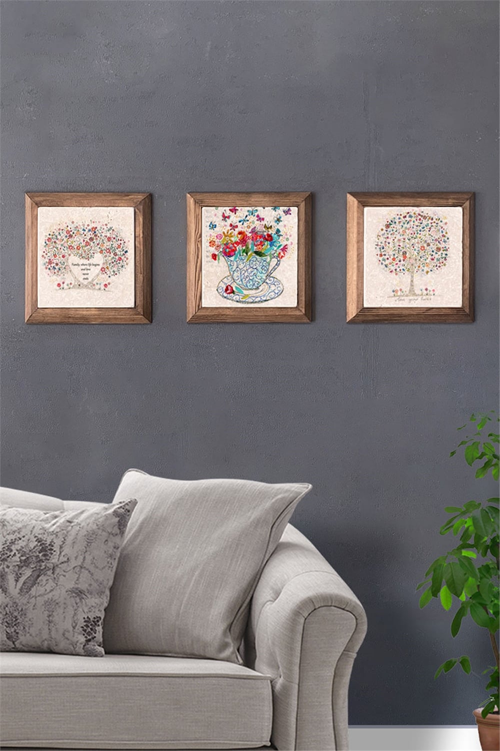 MASİF ÇERÇEVELİ 3'LÜ DOĞALTAŞ TABLO PANO OSCAR STONE DECOR / 3PRMT-40-0268