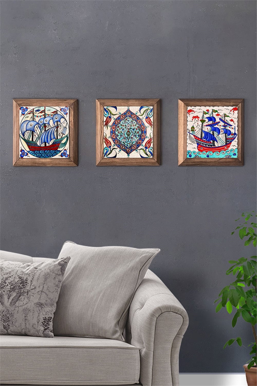 MASİF ÇERÇEVELİ 3'LÜ DOĞALTAŞ TABLO PANO OSCAR STONE DECOR / 3PRMT-40-0041