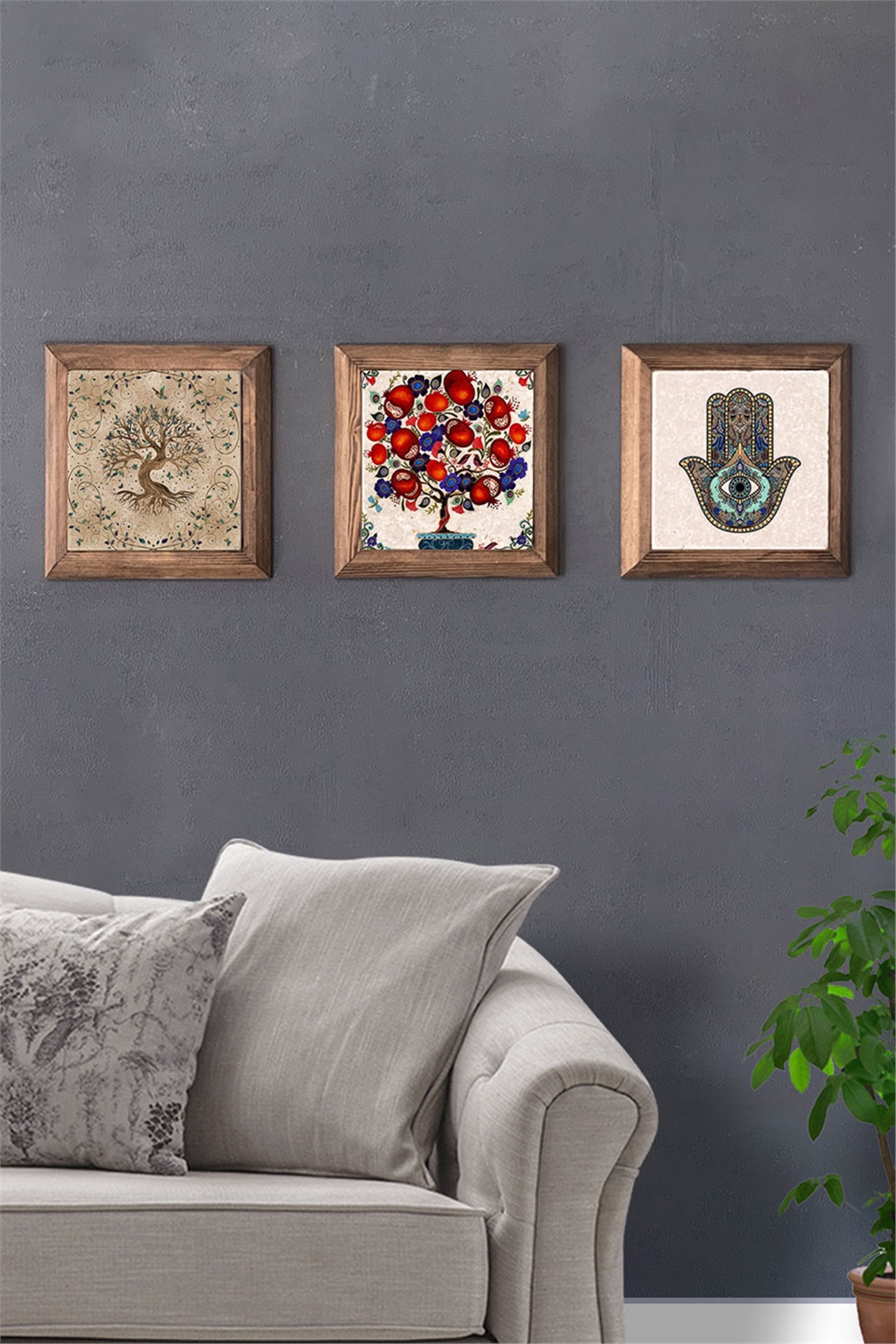MASİF ÇERÇEVELİ 3'LÜ DOĞALTAŞ TABLO PANO OSCAR STONE DECOR / 3PRMT-40-0227