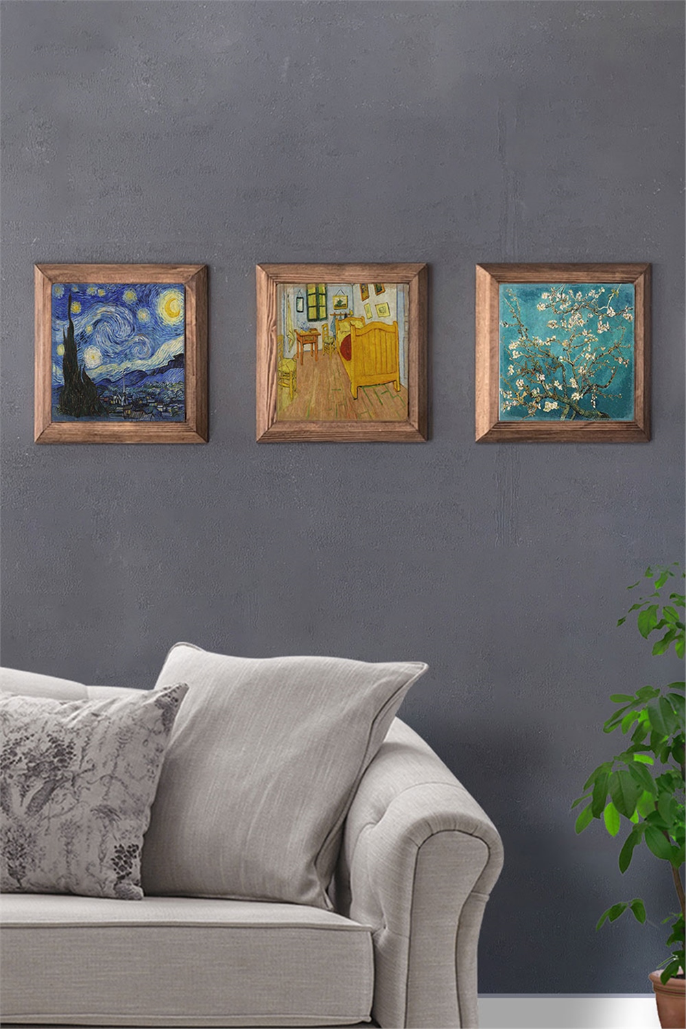 MASİF ÇERÇEVELİ 3'LÜ DOĞALTAŞ TABLO PANO OSCAR STONE DECOR / 3PRMT-40-0410
