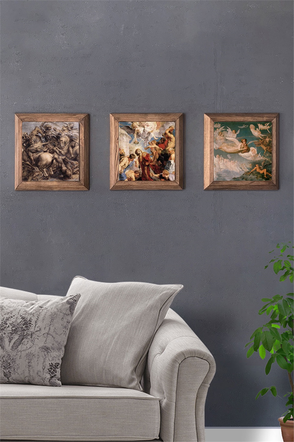MASİF ÇERÇEVELİ 3'LÜ DOĞALTAŞ TABLO PANO OSCAR STONE DECOR / 3PRMT-40-0265