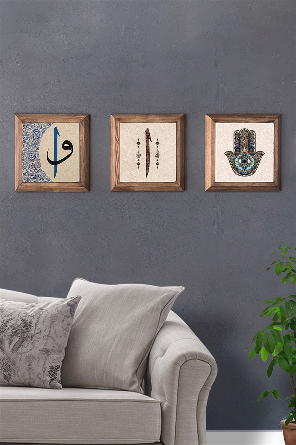 MASİF ÇERÇEVELİ 3'LÜ DOĞALTAŞ TABLO PANO OSCAR STONE DECOR / 3PRMT-40-0177