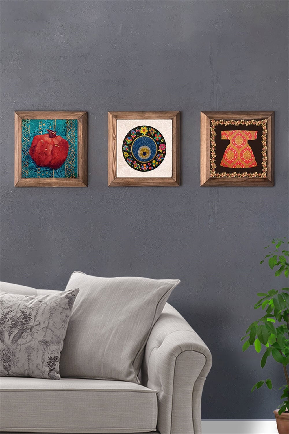 MASİF ÇERÇEVELİ 3'LÜ DOĞALTAŞ TABLO PANO OSCAR STONE DECOR / 3PRMT-40-0213