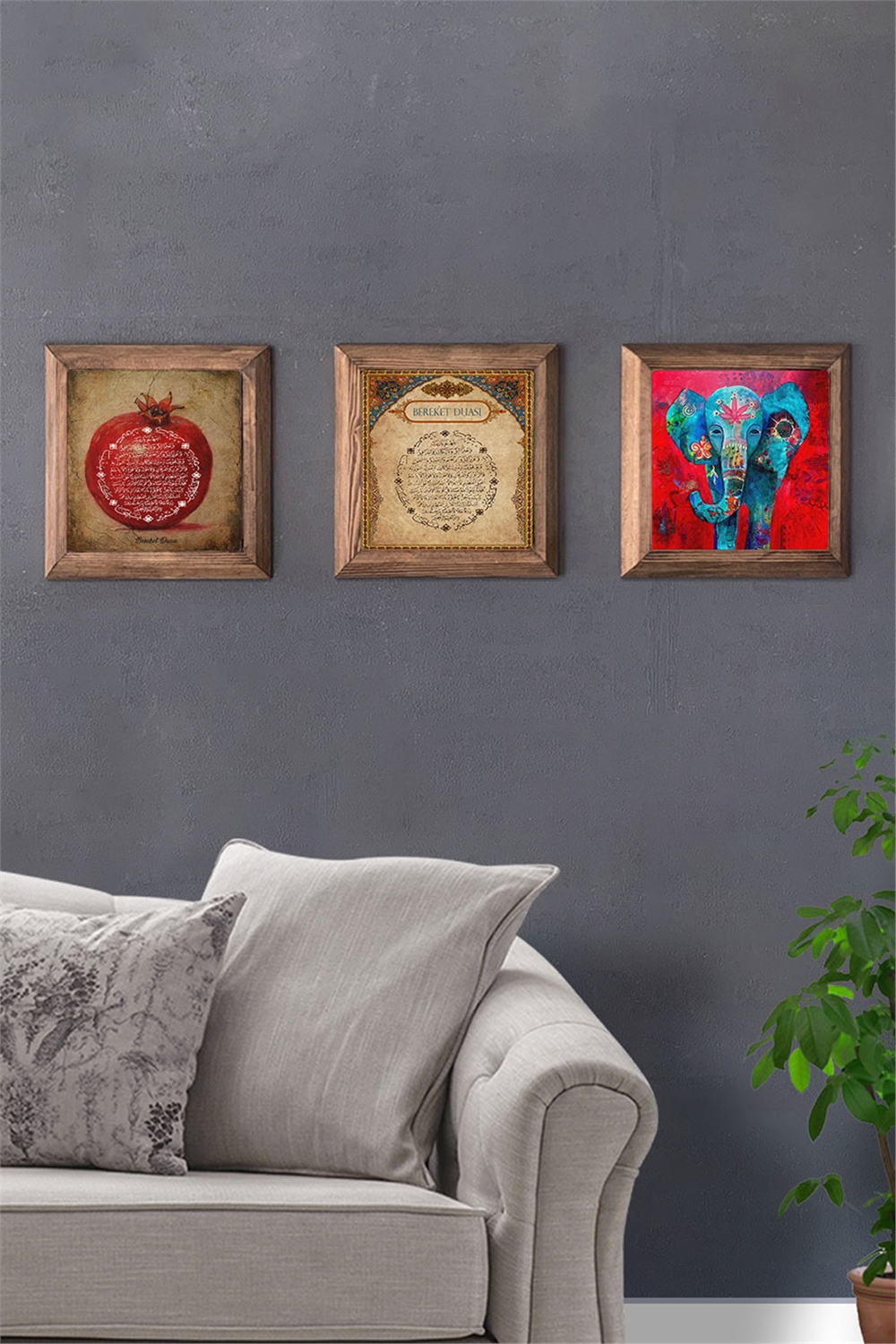 MASİF ÇERÇEVELİ 3'LÜ DOĞALTAŞ TABLO PANO OSCAR STONE DECOR / 3PRMT-40-0406