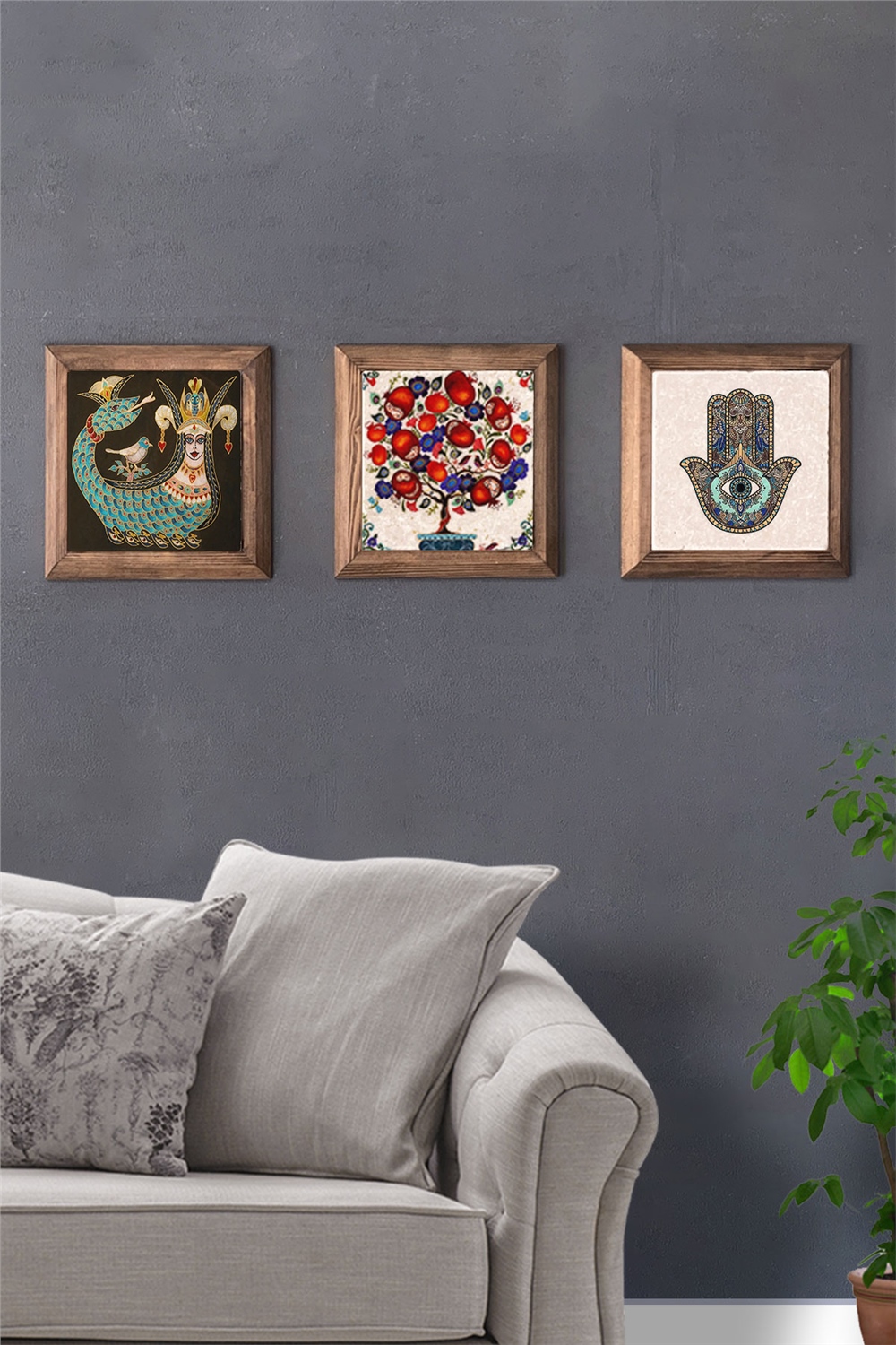 MASİF ÇERÇEVELİ 3'LÜ DOĞALTAŞ TABLO PANO OSCAR STONE DECOR / 3PRMT-40-0344