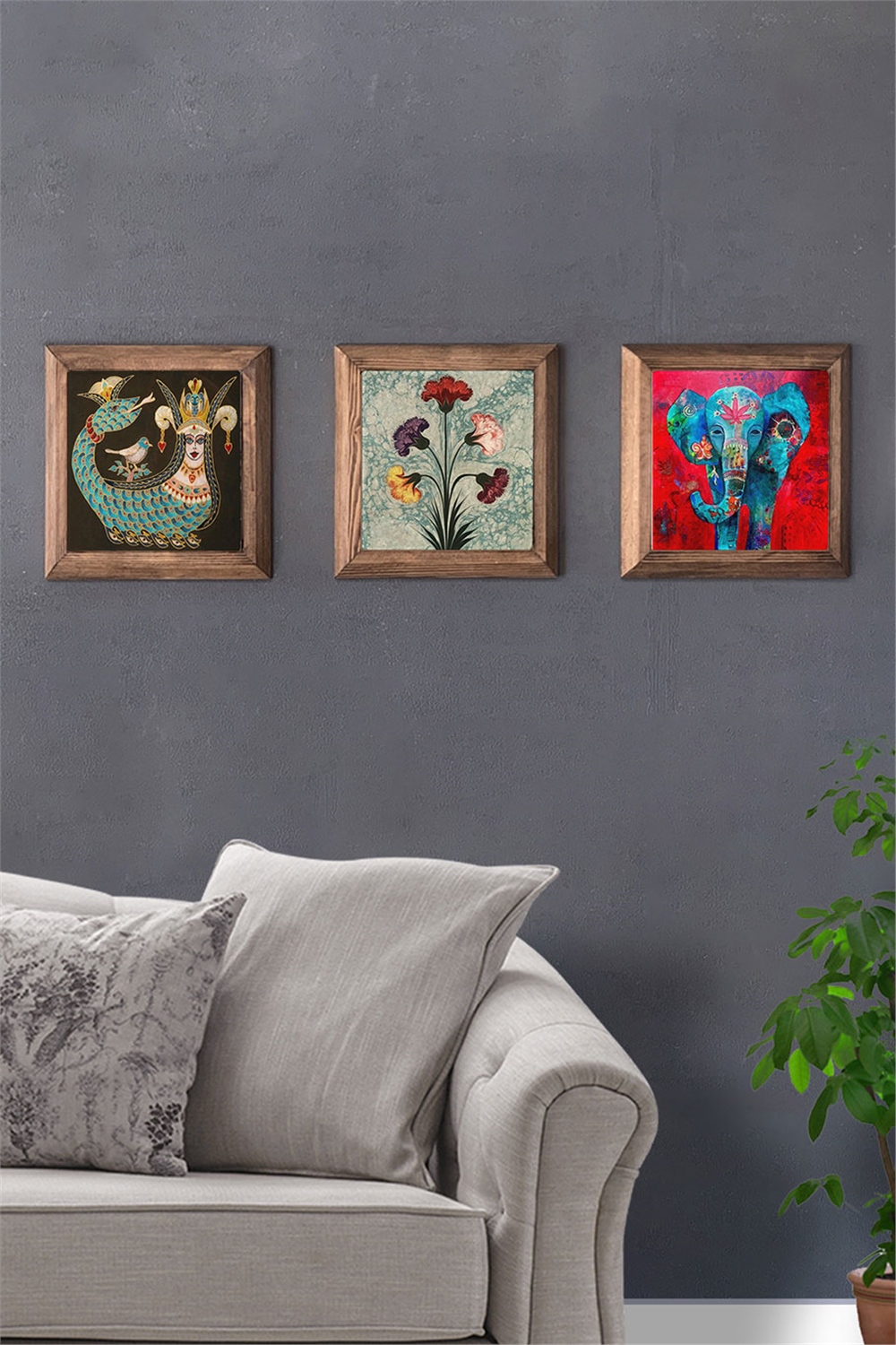 MASİF ÇERÇEVELİ 3'LÜ DOĞALTAŞ TABLO PANO OSCAR STONE DECOR / 3PRMT-40-0401