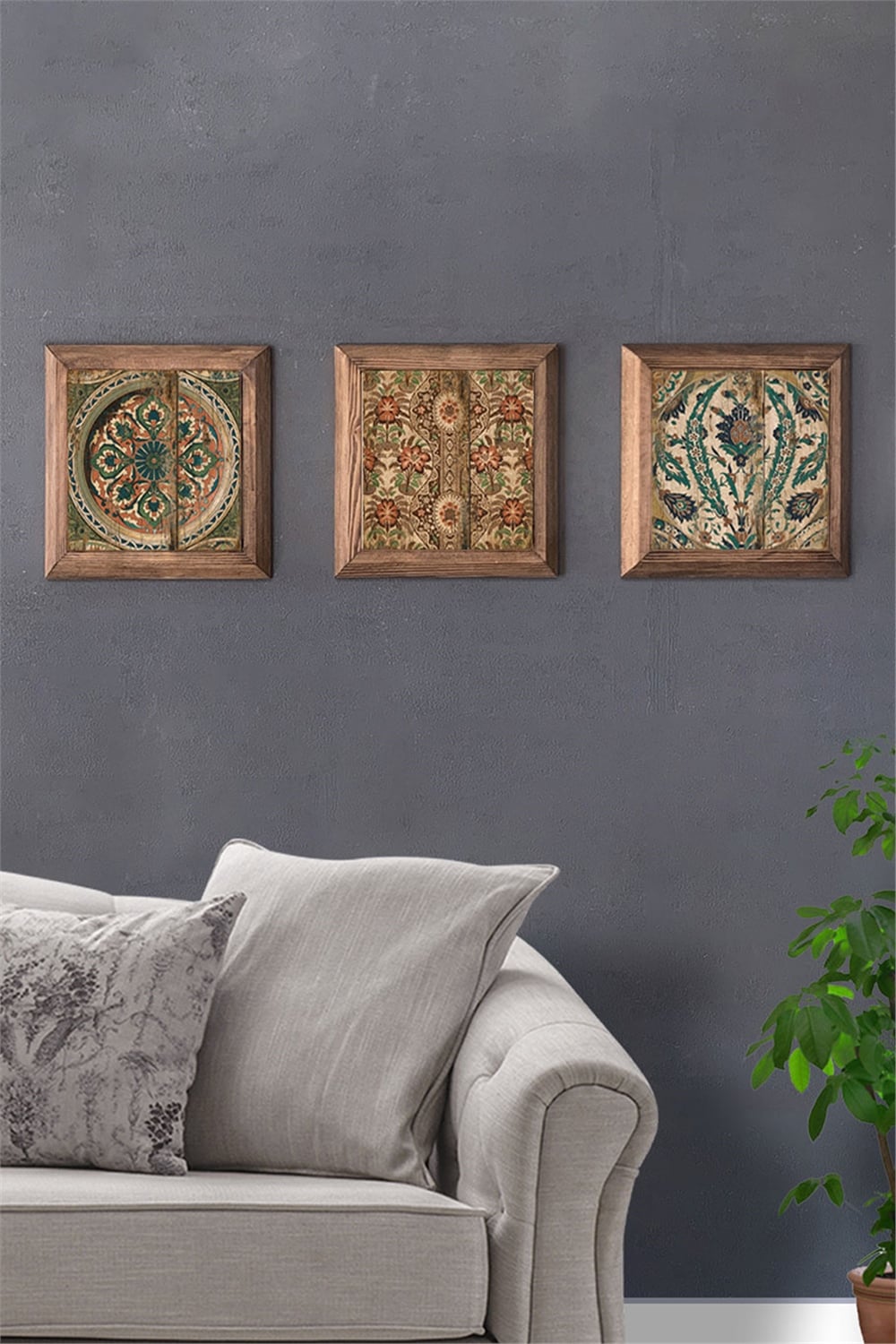 MASİF ÇERÇEVELİ 3'LÜ DOĞALTAŞ TABLO PANO OSCAR STONE DECOR / 3PRMT-40-0266