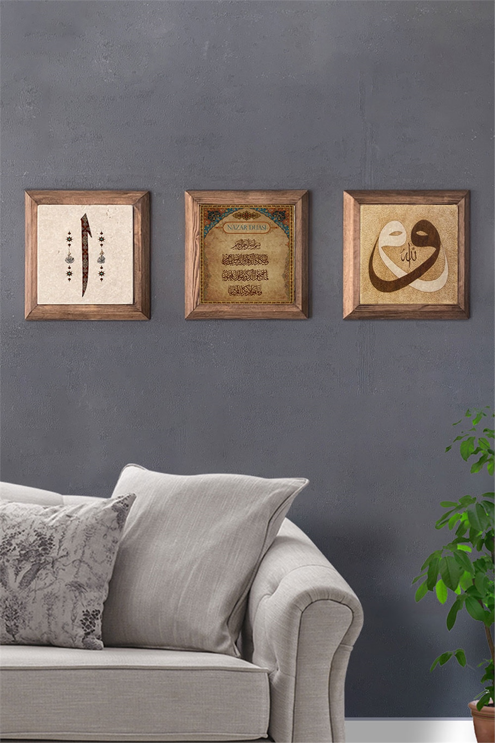 MASİF ÇERÇEVELİ 3'LÜ DOĞALTAŞ TABLO PANO OSCAR STONE DECOR / 3PRMT-40-0069