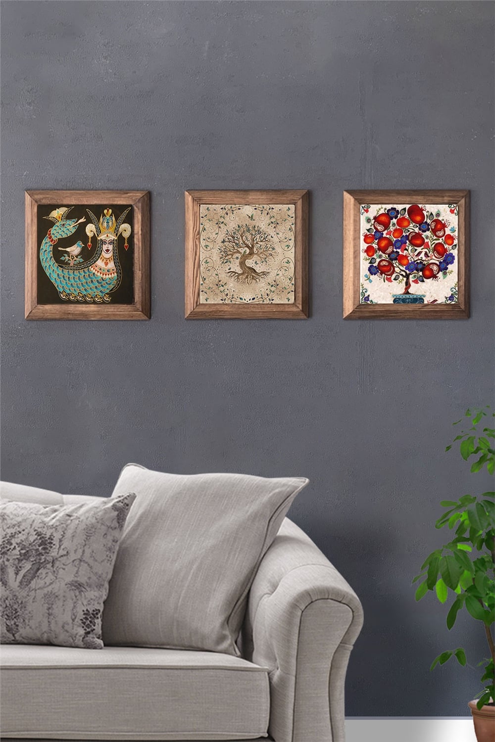 MASİF ÇERÇEVELİ 3'LÜ DOĞALTAŞ TABLO PANO OSCAR STONE DECOR / 3PRMT-40-0345
