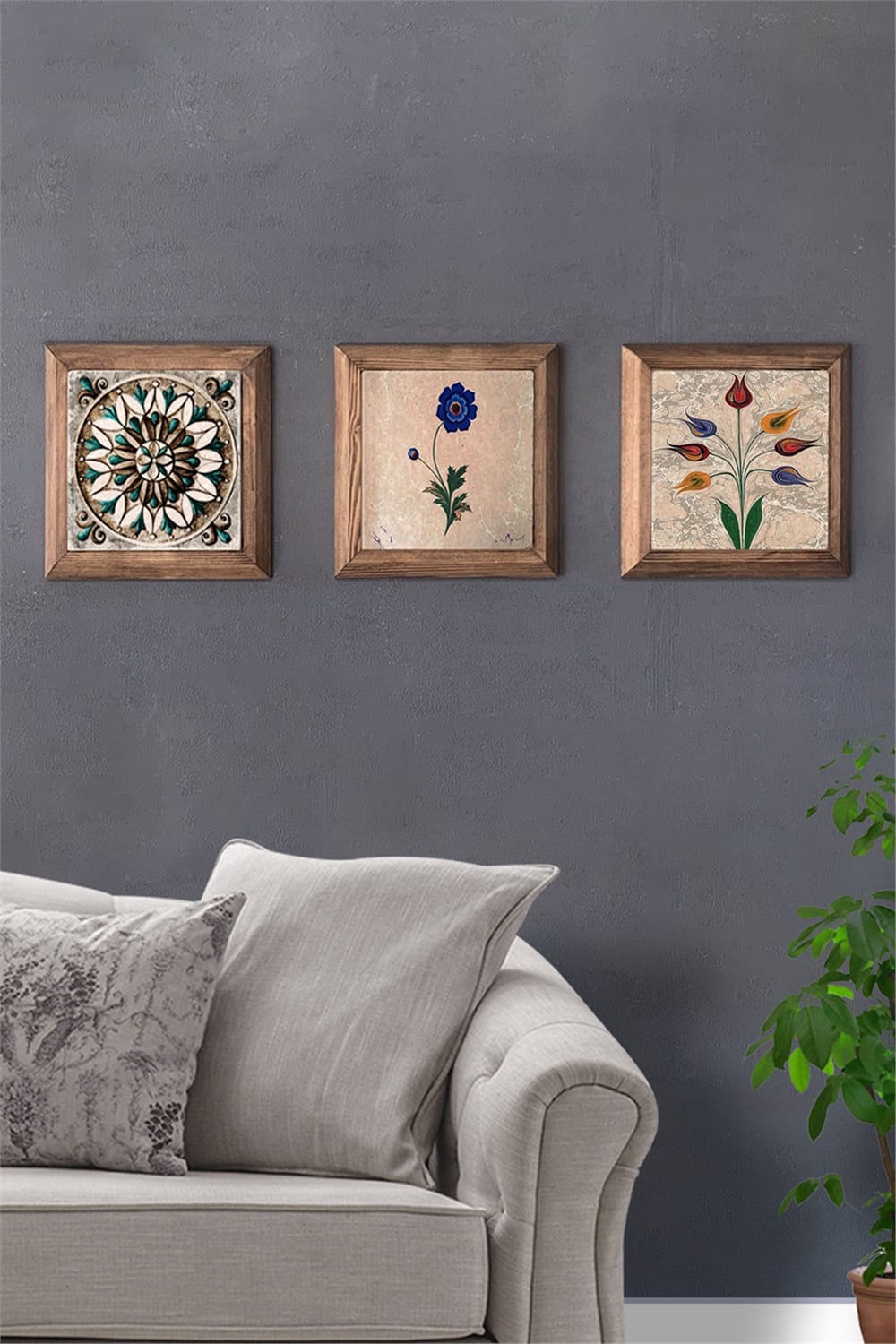 MASİF ÇERÇEVELİ 3'LÜ DOĞALTAŞ TABLO PANO OSCAR STONE DECOR / 3PRMT-40-0128