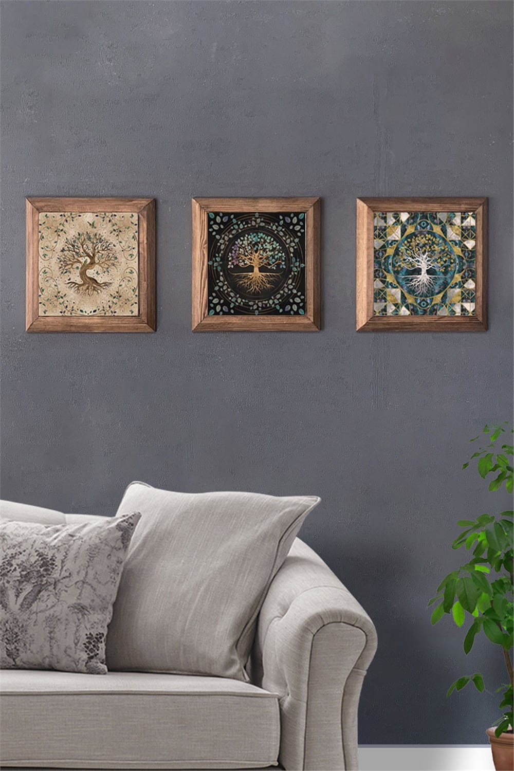 MASİF ÇERÇEVELİ 3'LÜ DOĞALTAŞ TABLO PANO OSCAR STONE DECOR / 3PRMT-40-0247